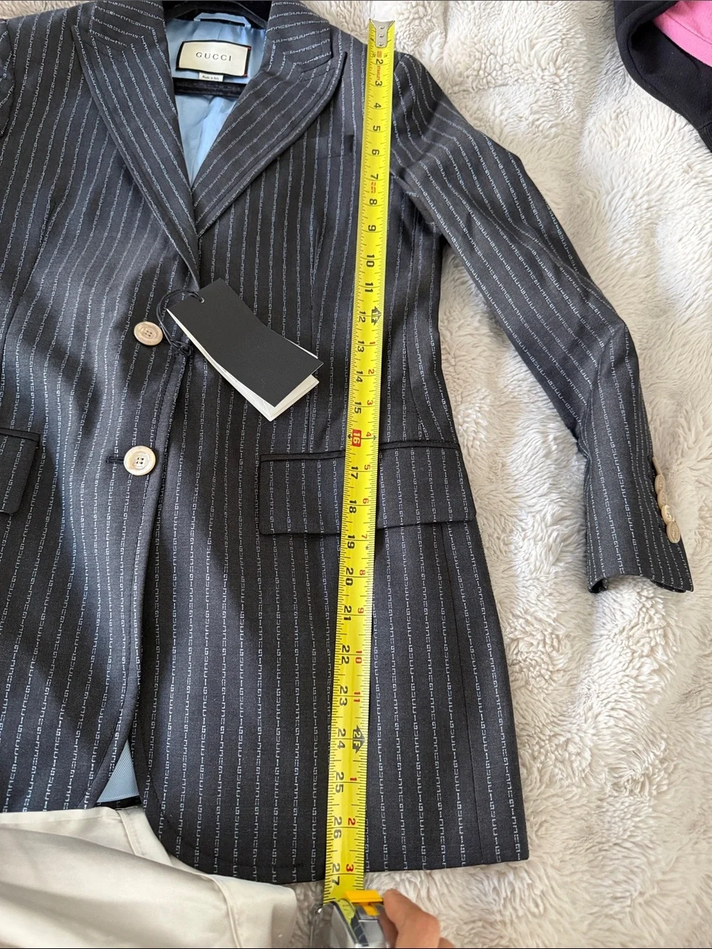 Gucci women grey Black blue Pinstripe Two-Button Wool Sport Coat at